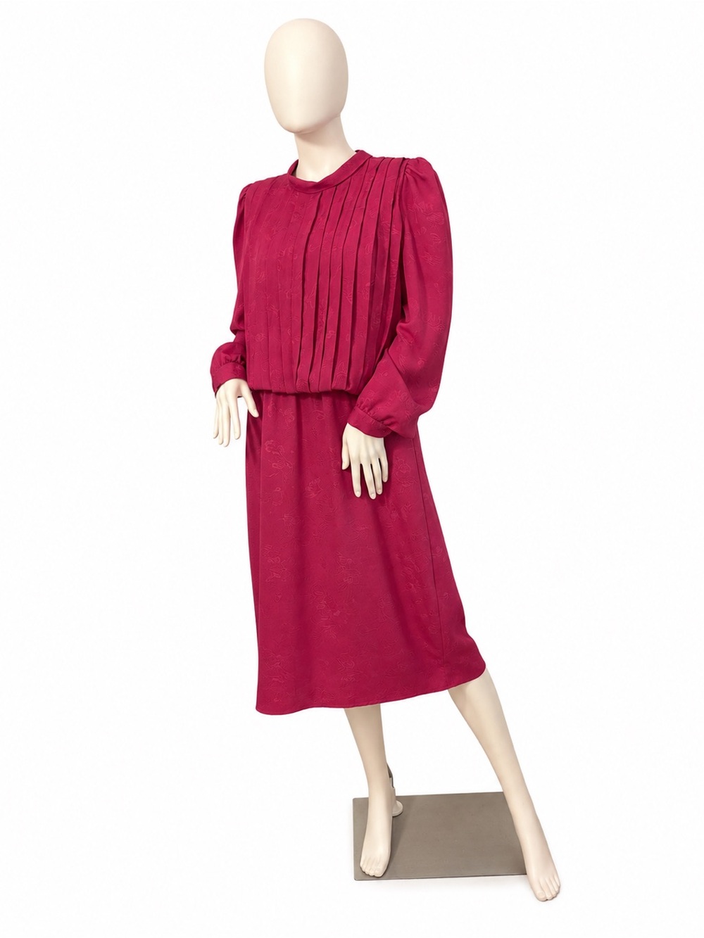 Vintage Eaton Deep Rose Raspberry Blouson Dress Size 13/14